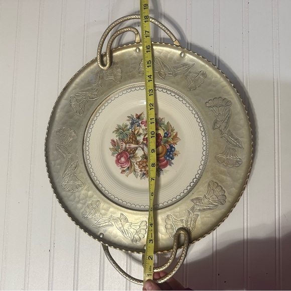 Vintage Farberware Wrought Aluminum & Triumph Limoges Center Plate Platter - Picture 9 of 9